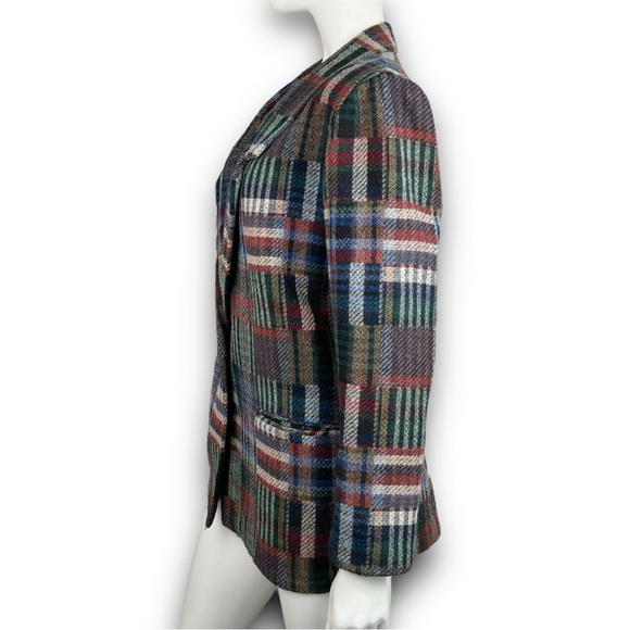 WILLOW RIDGE 90s Vintage Patchwork Plaid Blazer Academia Preppy Grannycore - Picture 6 of 16